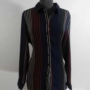 Multi colored striped button down